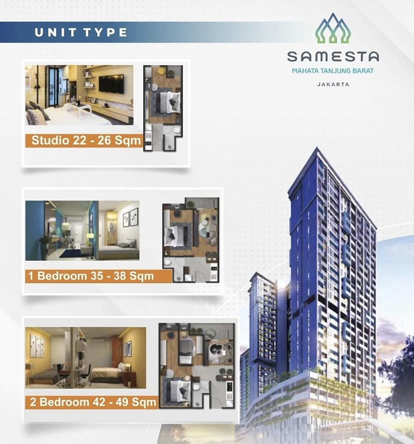 Type Studio , 1BR & 2BR